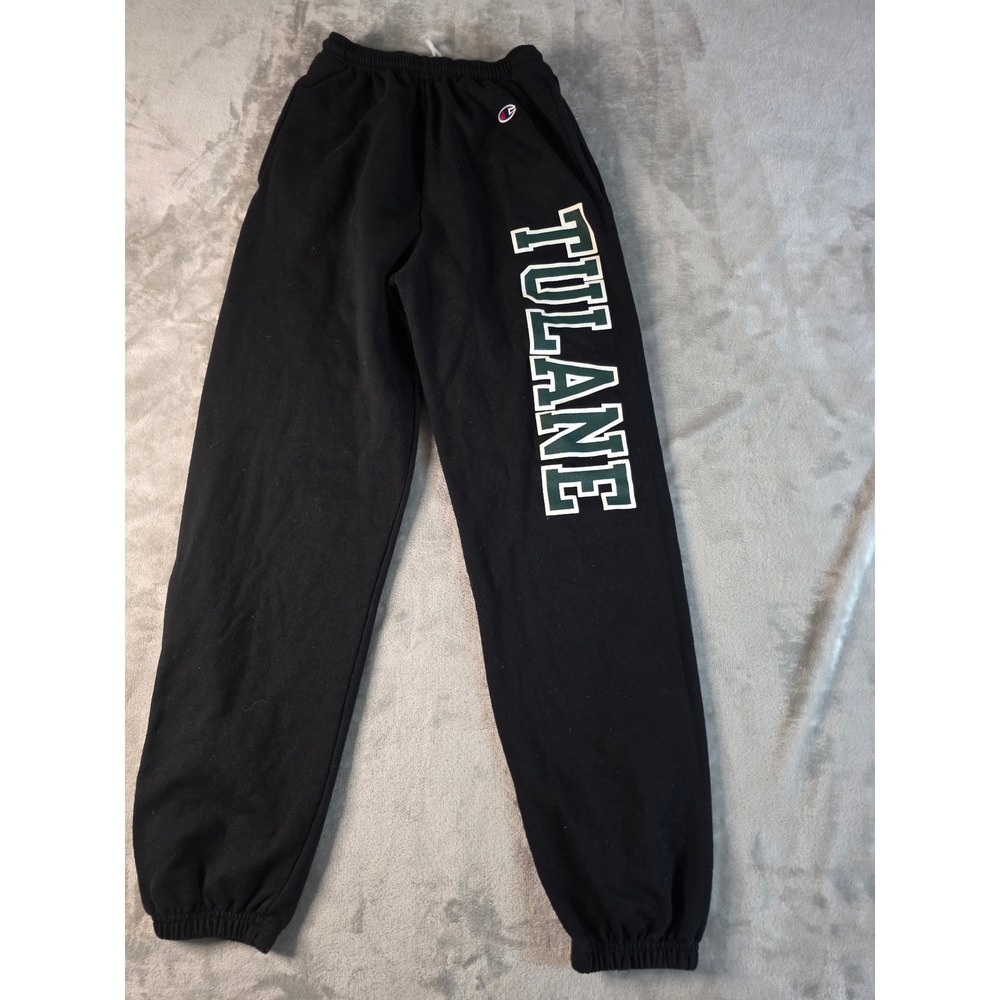 Champion Sweatpants Mens Small Black Tulane University Graphic Joggers